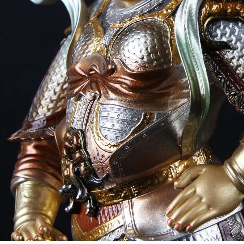 極上彫り 仏像 銅製 韋駄天 銅像 坐像 極彩色絵系
