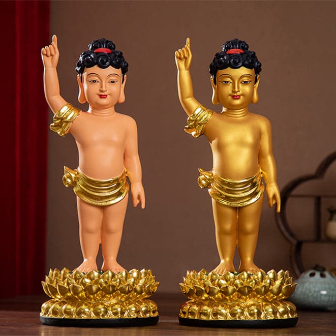 限定独占販売!仏壇 置物 誕生釈迦仏立像