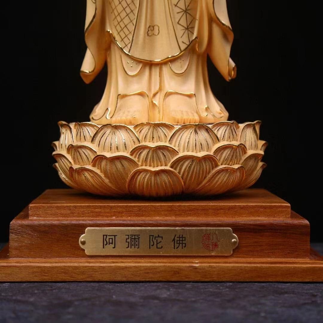仏像 木彫り 阿弥陀如来 立像 切金