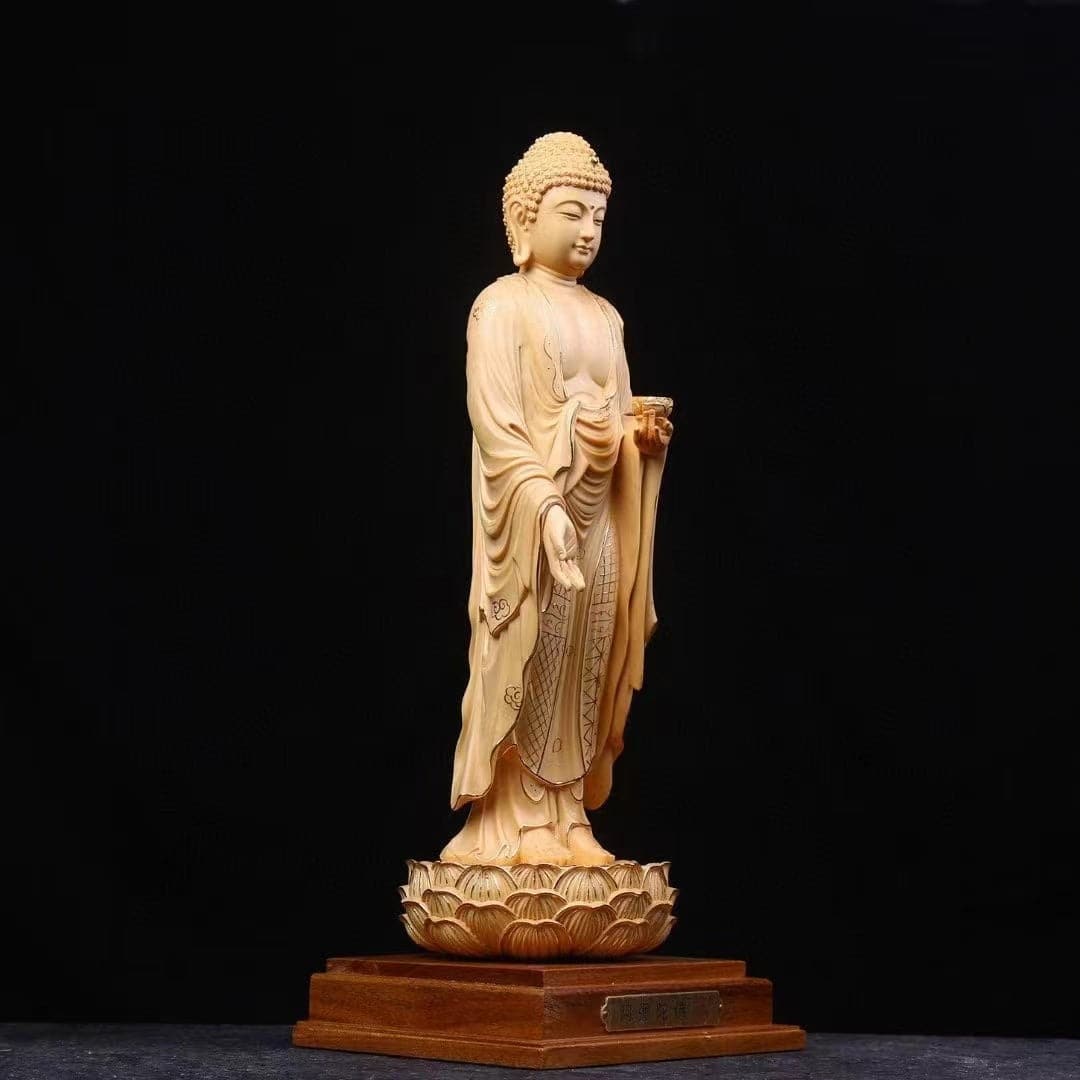 仏像 木彫り 阿弥陀如来 立像 切金