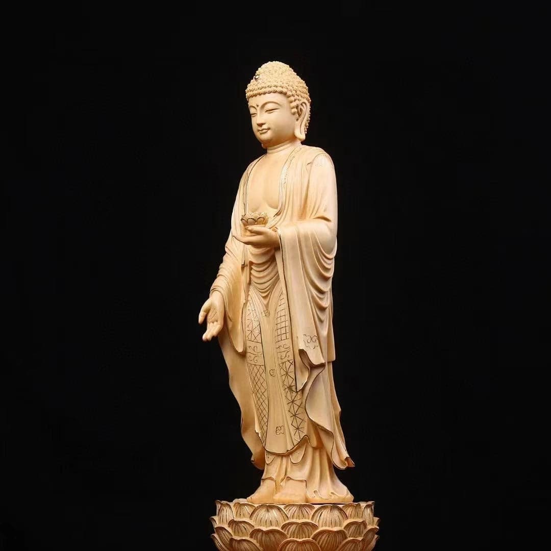 仏像 木彫り 阿弥陀如来 立像 切金