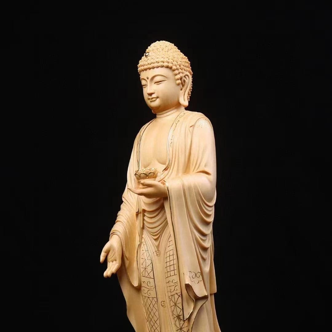 仏像 木彫り 阿弥陀如来 立像 切金