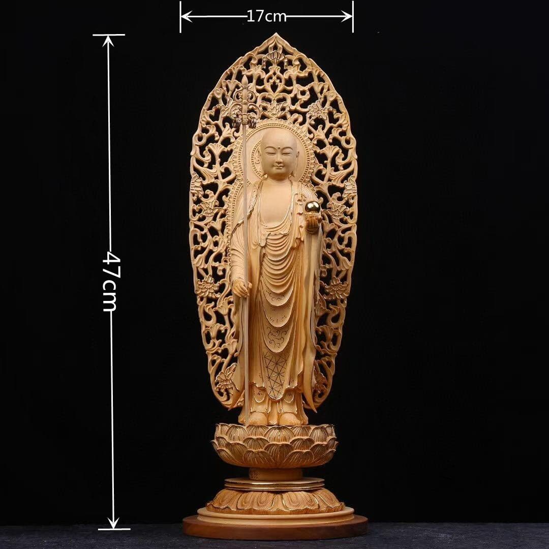 木彫り 地蔵菩薩立像 仏像 切金
