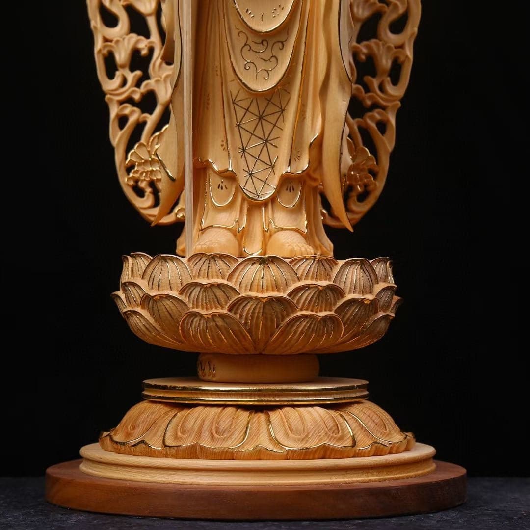 木彫り 地蔵菩薩立像 仏像 切金