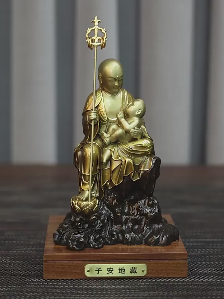 真鍮製 截金文様 子安地蔵菩薩像 | 念珊閣仏像専門店