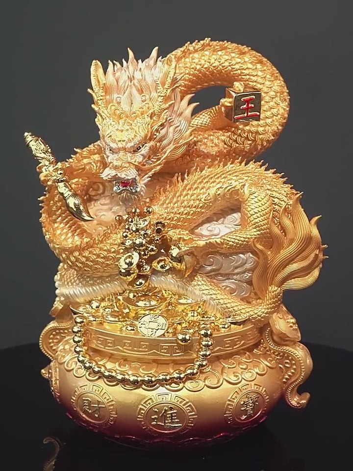 龍の置物 五本爪 龍神 守り神 昇運金龍 玄関 縁起物 龍干支 置物 金運