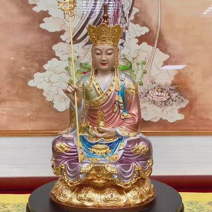 極上彫り 仏像 銅製 地蔵菩薩坐像