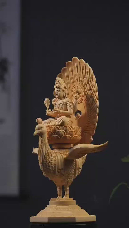 木彫り 孔雀明王 仏像