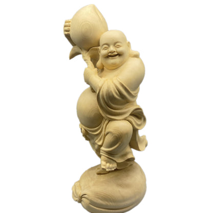 仏像 木彫り  布袋様 七福神  寿桃布袋尊