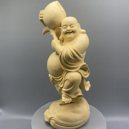 仏像 木彫り  布袋様 七福神  寿桃布袋尊