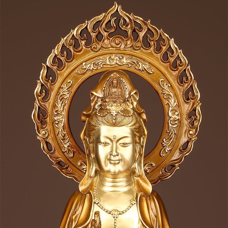 極上彫り 仏像 銅製 龍乗観音菩薩