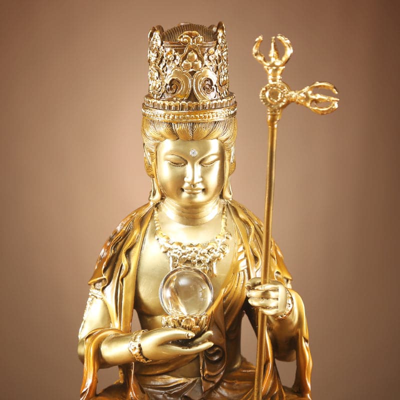 極上彫り 仏像 銅製 牛上虚空蔵菩薩 銅像