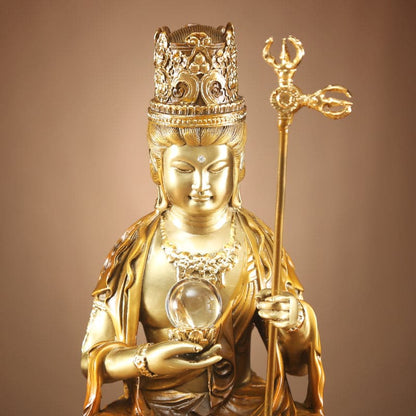 極上彫り 仏像 銅製 牛上虚空蔵菩薩 銅像