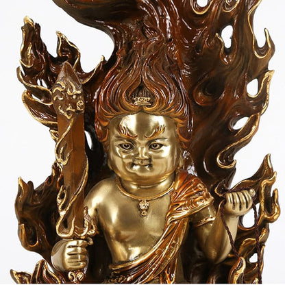 極上彫り 仏像 銅製 不動明王（童形）銅像 坐像