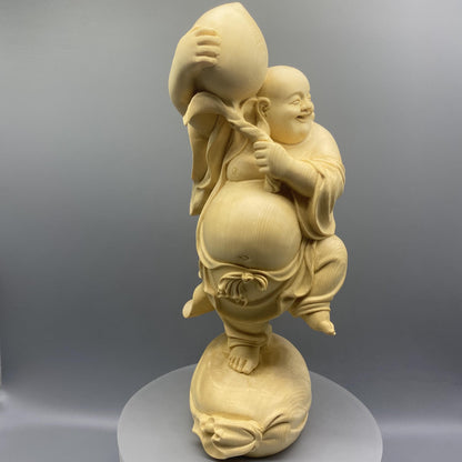 仏像 木彫り  布袋様 七福神  寿桃布袋尊