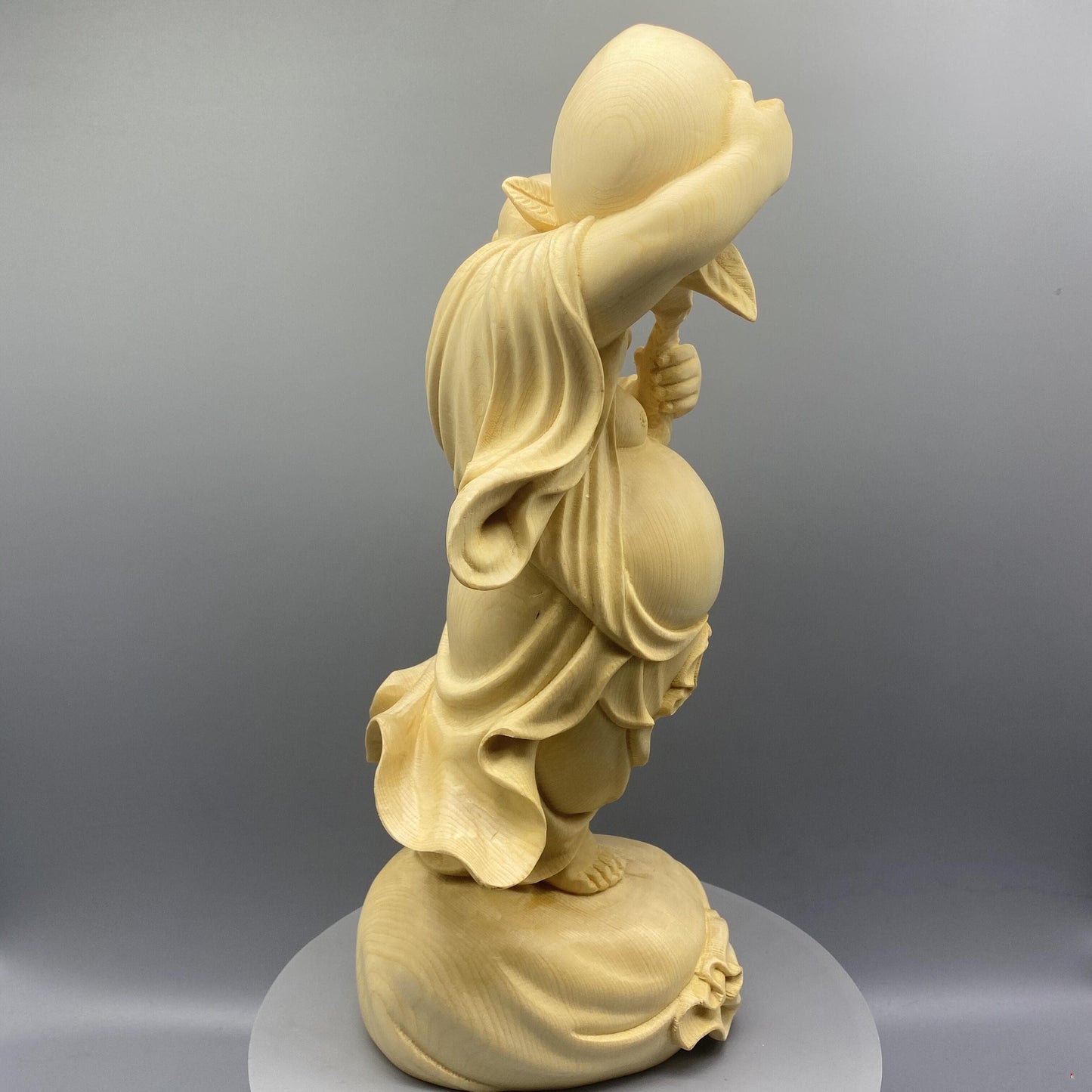 仏像 木彫り  布袋様 七福神  寿桃布袋尊