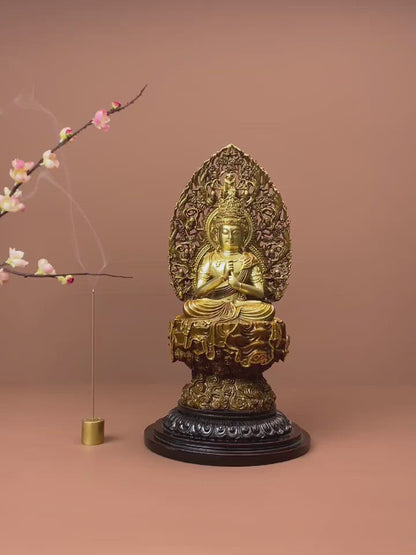 極上彫り 仏像 銅製 大日如来 銅像 坐像