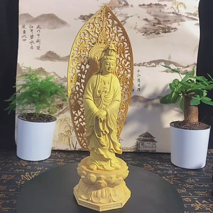 観音菩薩 木彫り 仏像  祈る 開運