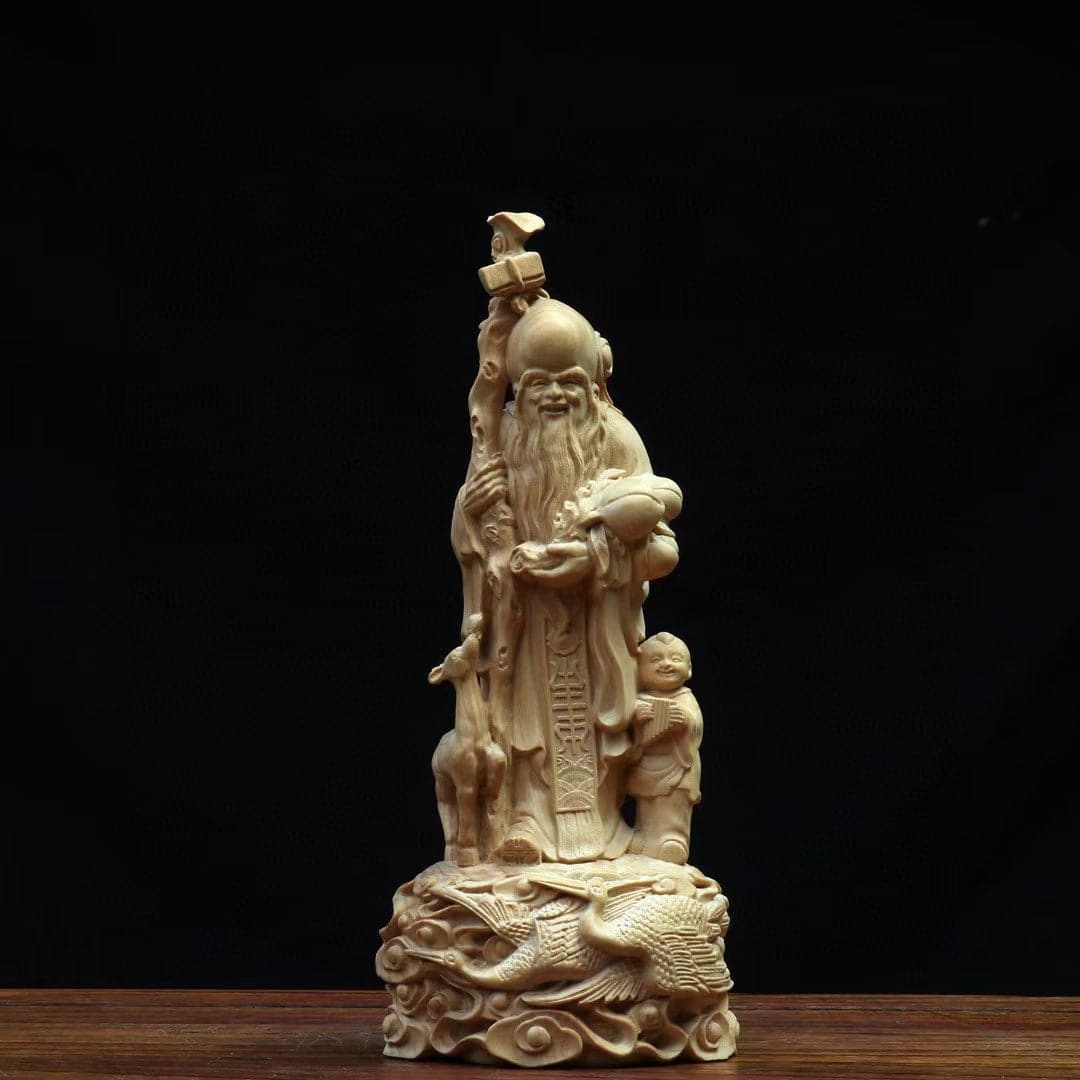 木彫福禄寿木製 中国古美術 || 寿老人 / 福禄寿 | 七福神 古美術骨董品