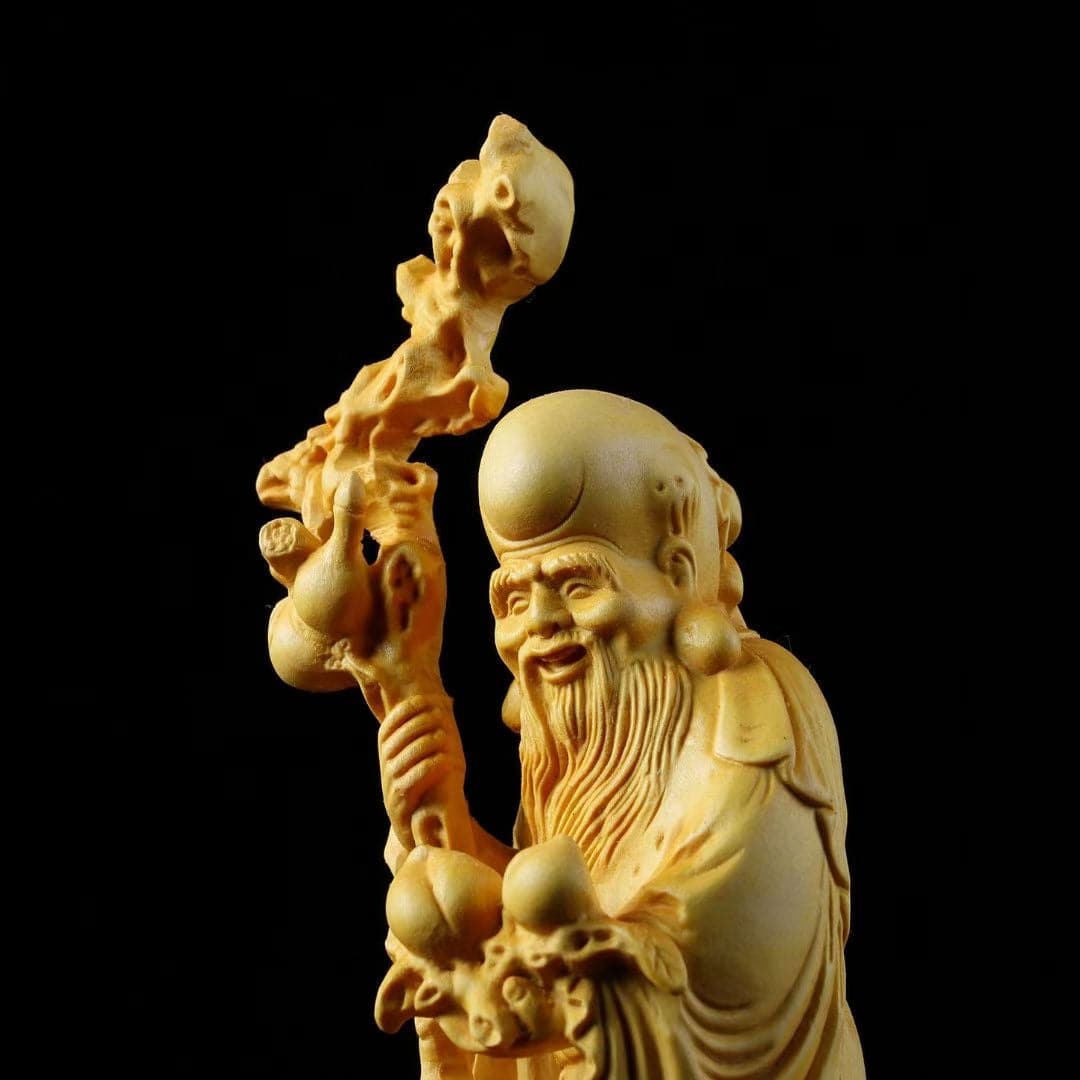 木彫り 仏像 七福神 寿老人 置物 縁起物 福禄寿の通販