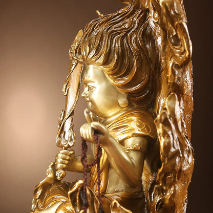 極上彫り 仏像 銅製 不動明王（童形）銅像 坐像