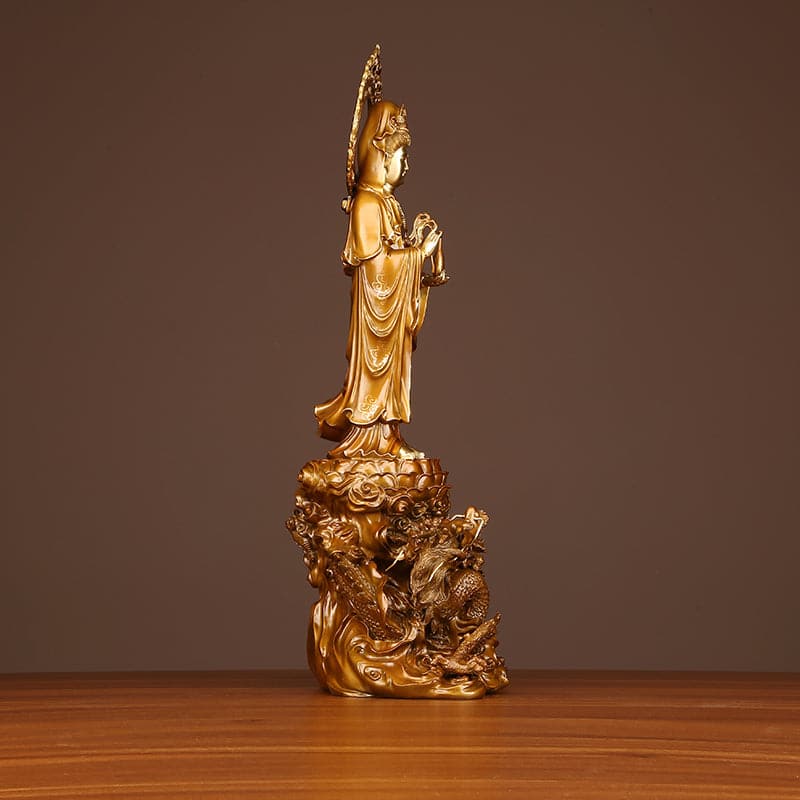 極上彫り 仏像 銅製 龍乗観音菩薩
