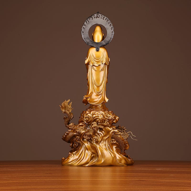 極上彫り 仏像 銅製 龍乗観音菩薩