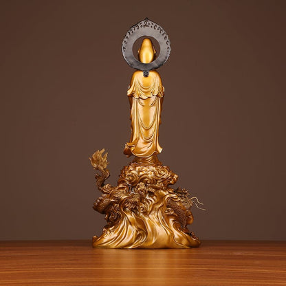 極上彫り 仏像 銅製 龍乗観音菩薩