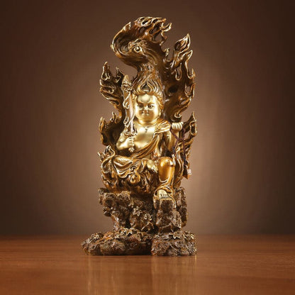 極上彫り 仏像 銅製 不動明王（童形）銅像 坐像
