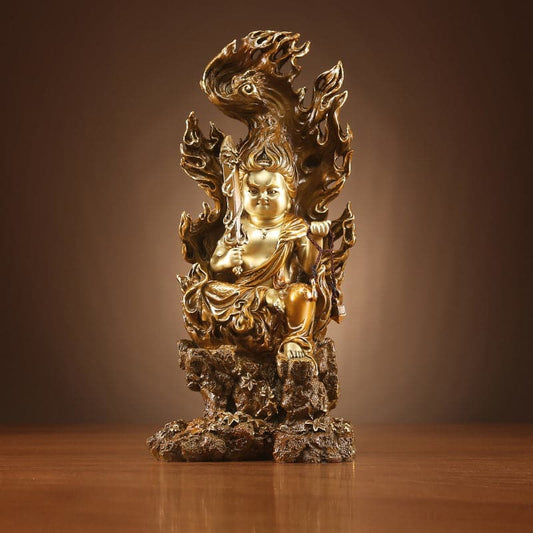 極上彫り 仏像 銅製 不動明王（童形）銅像 坐像