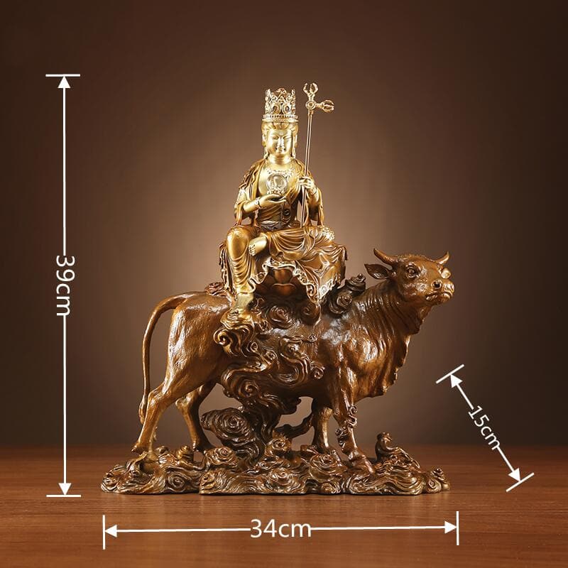 極上彫り 仏像 銅製 牛上虚空蔵菩薩 銅像