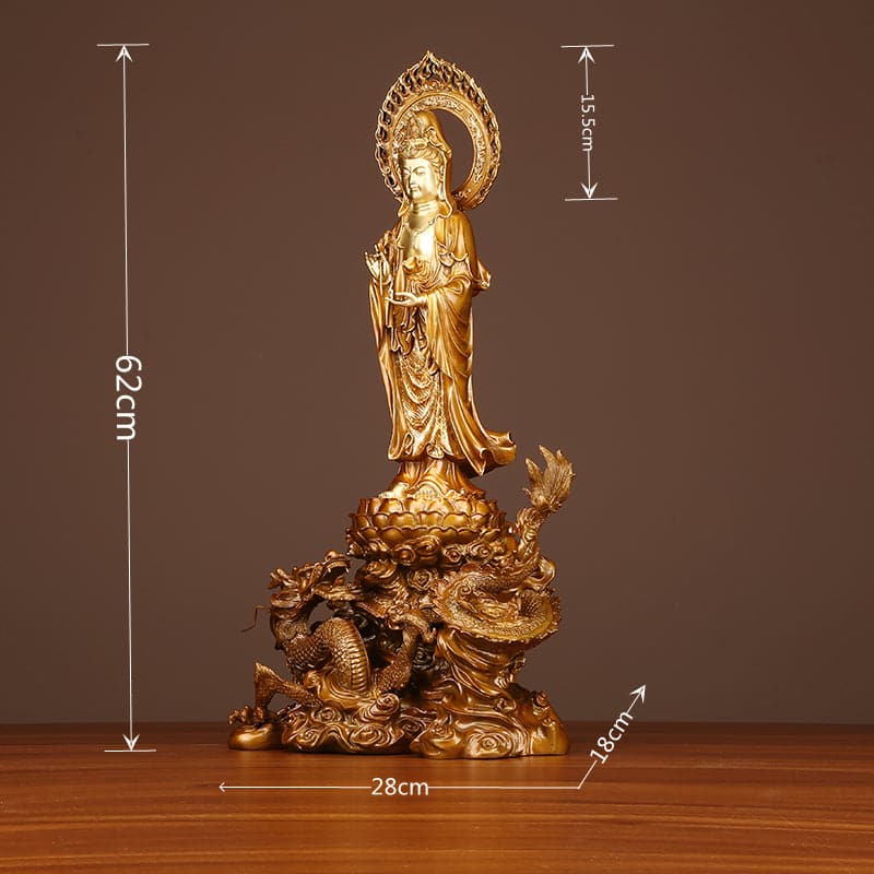 極上彫り 仏像 銅製 龍乗観音菩薩