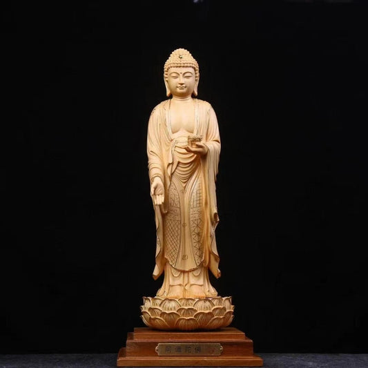 仏像 木彫り  阿弥陀如来 立像 切金