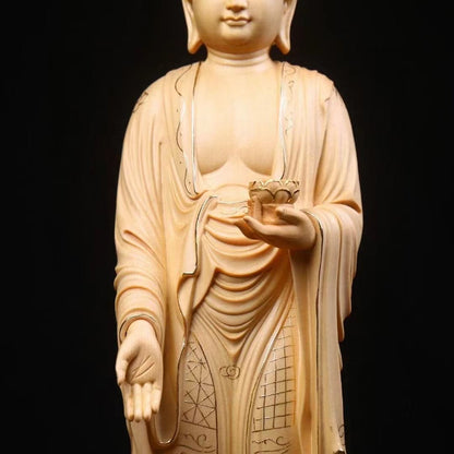仏像 木彫り  阿弥陀如来 立像 切金