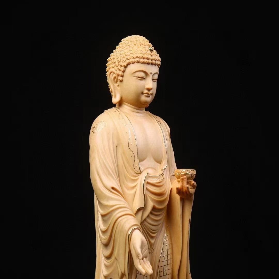 仏像 木彫り  阿弥陀如来 立像 切金