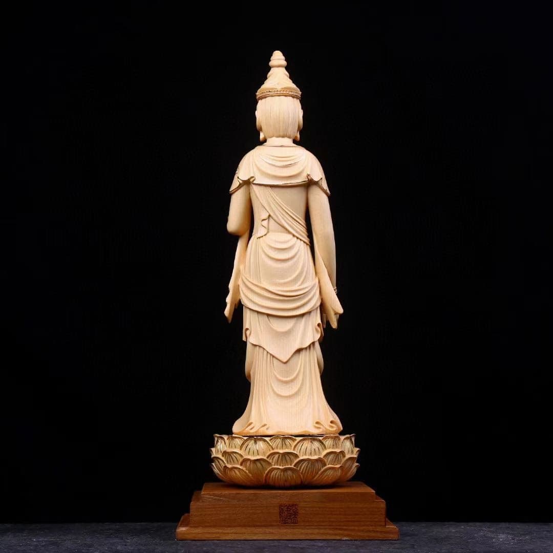本金切金 彫刻 観世音菩薩立像 木彫り 持ちこたえ 仏像