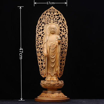 木彫り 地蔵菩薩立像  仏像 切金