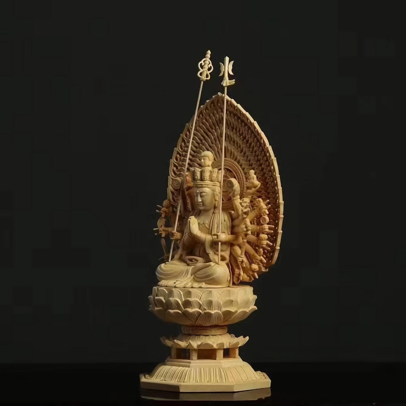 【修縁堂】守り本尊 千手観音菩薩 座像 木彫り 仏像 彫刻工芸品 天然木檜材 修縁堂】守り本尊 千手観音菩薩 座像 木彫り 仏像 彫刻工芸品