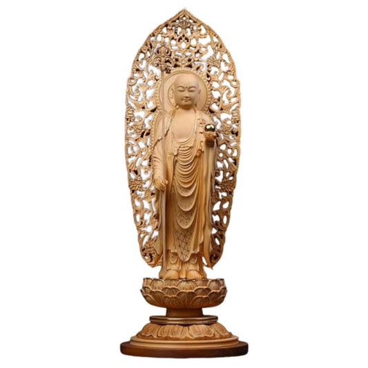 木彫り 地蔵菩薩立像  仏像 切金